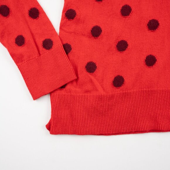 OLD NAVY red crewneck sweater w/ maroon polka dots size S - Picture 6 of 8